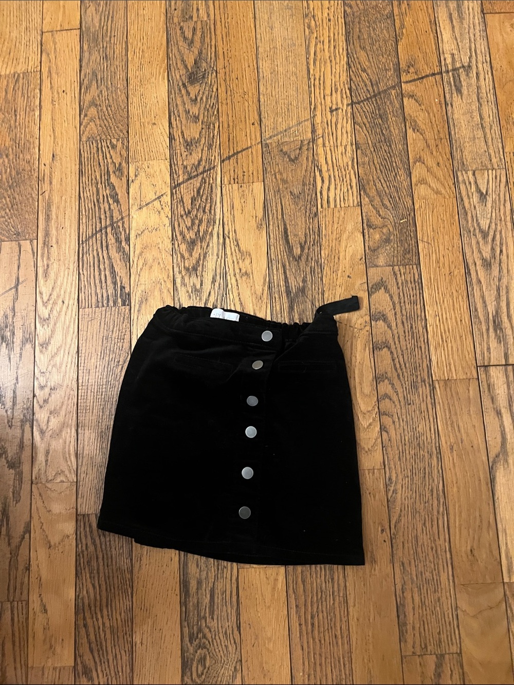 Place Black Button-Front Mini Skirt